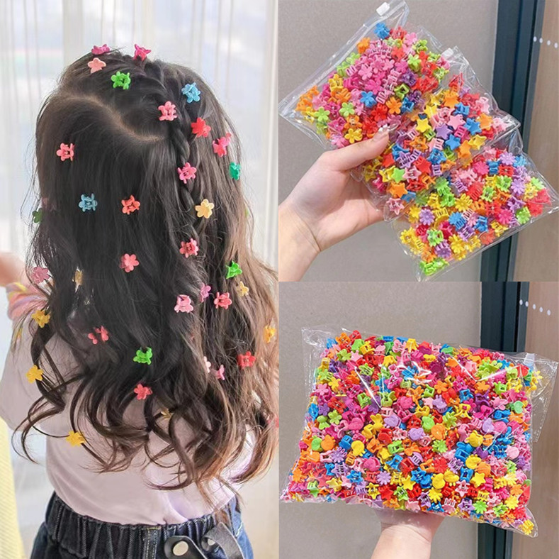 50个袋装小抓夹迷你精致小号侧边发夹糖果色碎发卡小花彩色刘海夹