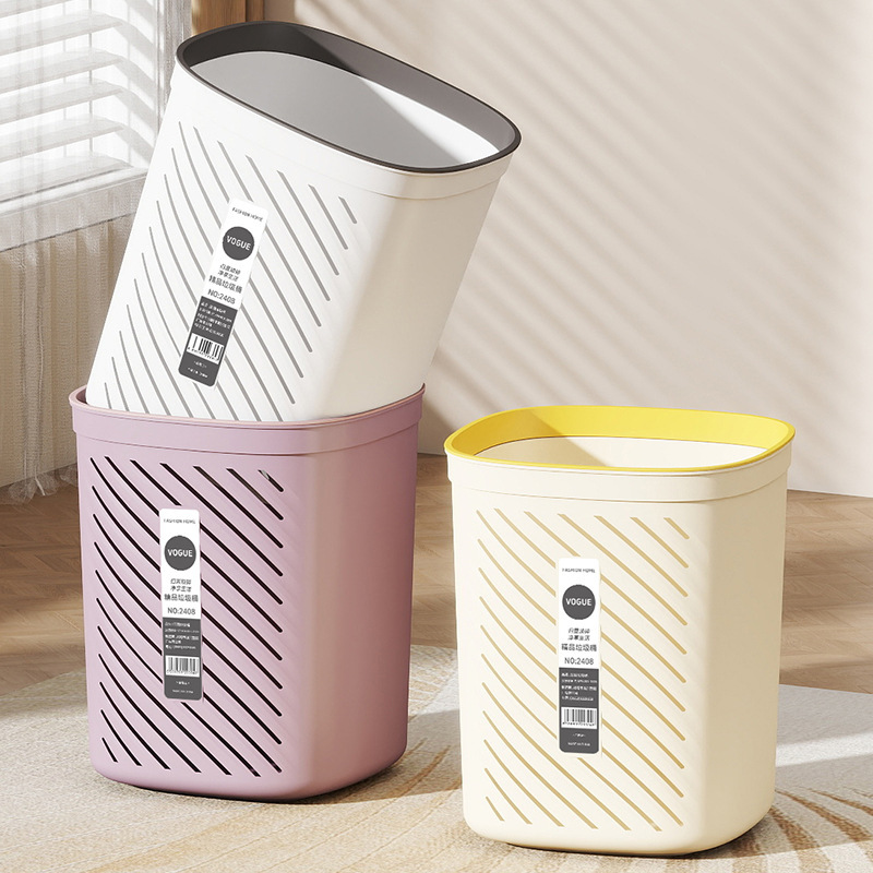 Cute Press Ring Household Trash Bin Living Room Kitchen Bedroom Toilet Bathroom Simple Gap High Color Value Large Capacity