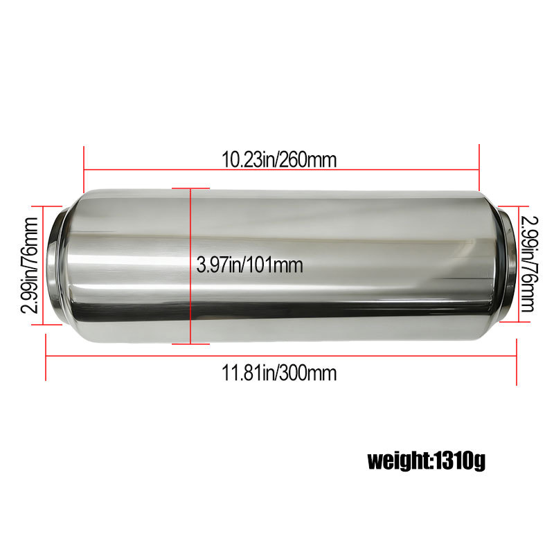 Car Modification Parts Stainless Steel Mid-Section Exhaust Pipe Vortex Resonator Silencer