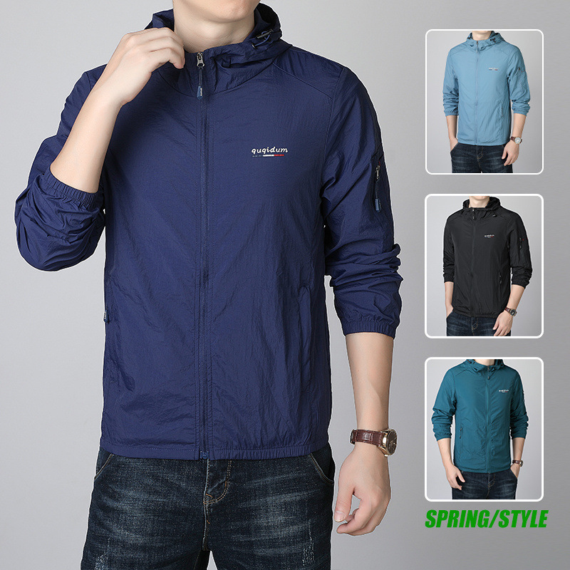2024 moda nueva chaqueta de protección solar para hombres abrigo delgado de verano deportivo al aire libre transpirable anti-UV ropa de piel