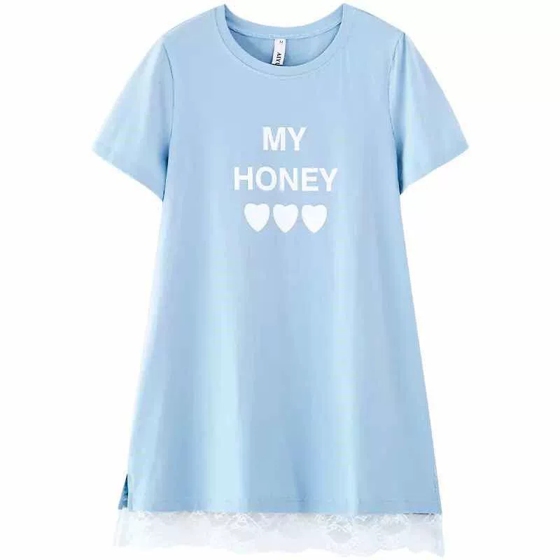 Одежда для беременных, корейский стиль, футболка для беременных с кружевной отделкой, новое свободное платье средней длины на весну и лето