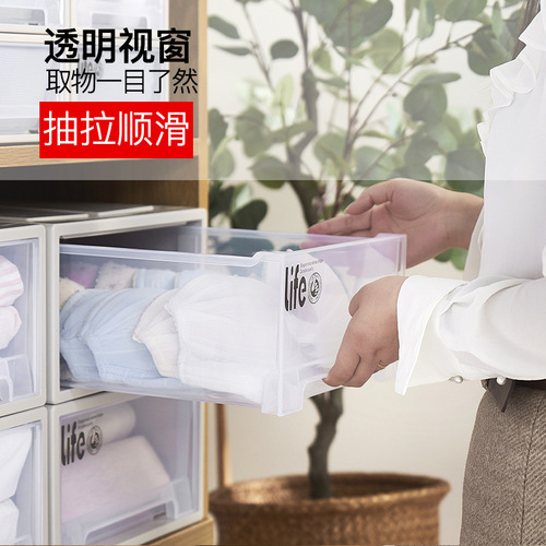 Clothing Storage Box Drawer Style Plastic Transparent Home Use Storage Wardrobe Organizer Storage Box Underwear Organizer Box Wholesale