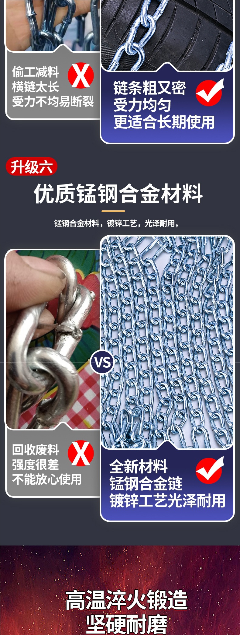 Car Anti-Skid Chains for Suvs, Extra Thick Universal Type for Small Cars and Off-Road Vehicles, Do Not Damage Tires in Winter Snow