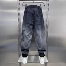 韩版休闲水洗新品时尚裤子男牛仔裤渐变秋季潮流牛仔男士痞帅印花