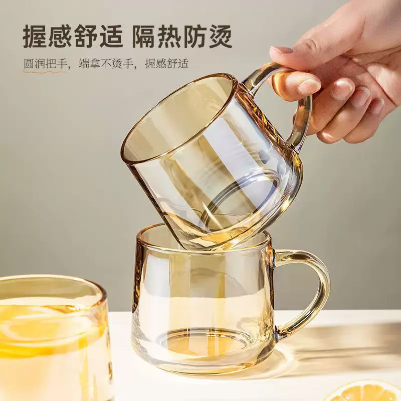 批发360ml创意咖啡杯手工吹制简约加厚马克杯透明玻璃杯空瓶子