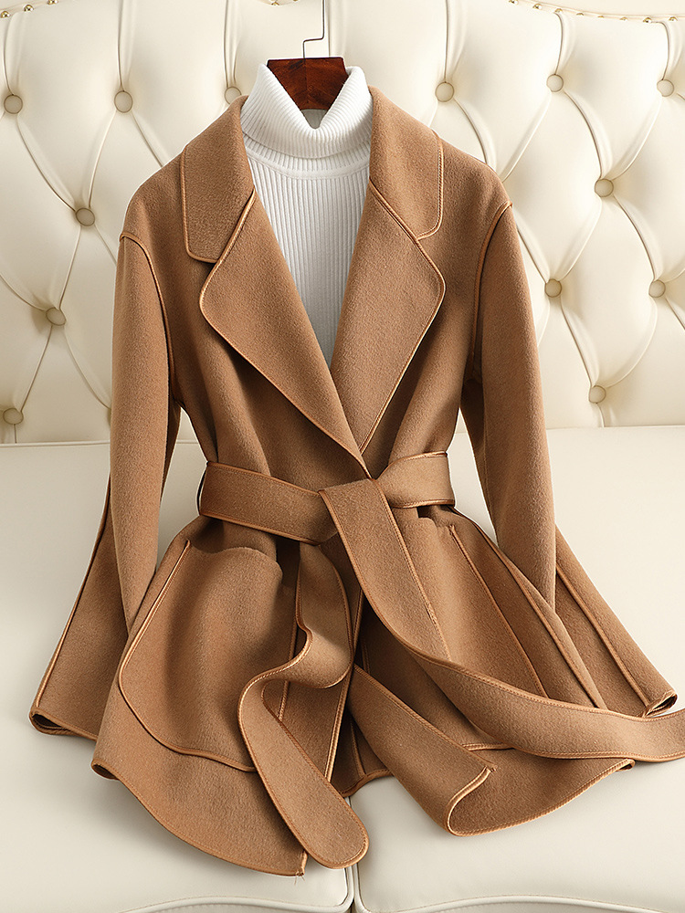New Customer Benefits: Double-Sided Wool Cashmere Coat for Women, Short Style for Petite Figures, 2025 Autumn and Winter New Woolen Coat