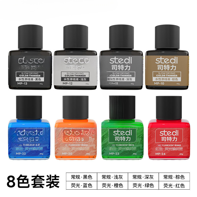 Stripe Gundam modelo negro gris líquido de permeación de línea acuosa modelo militar envejecido para hacer gancho de línea limpiador lápiz