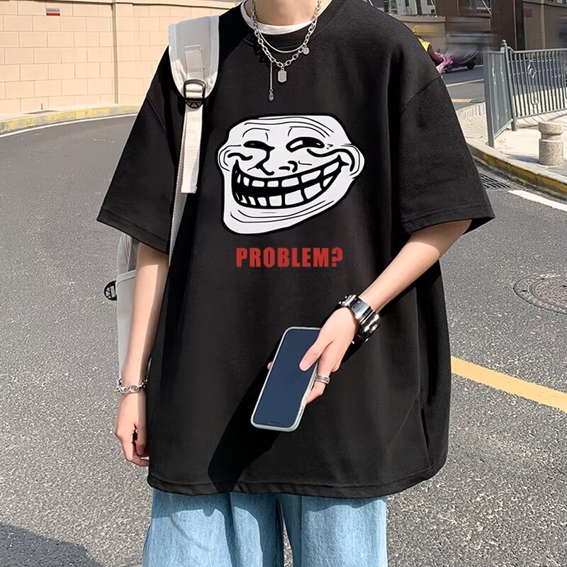 Cross-Border Hot-Selling Troll Face Emoji Angry Cartoon Funny Troll Joke Internet Short-Sleeve T-Shirt for Men Cross-Border Hot-Selling Troll Face Emoji Angry Cartoon Funny Troll Joke Internet Short-Sleeve T-Shirt for Men