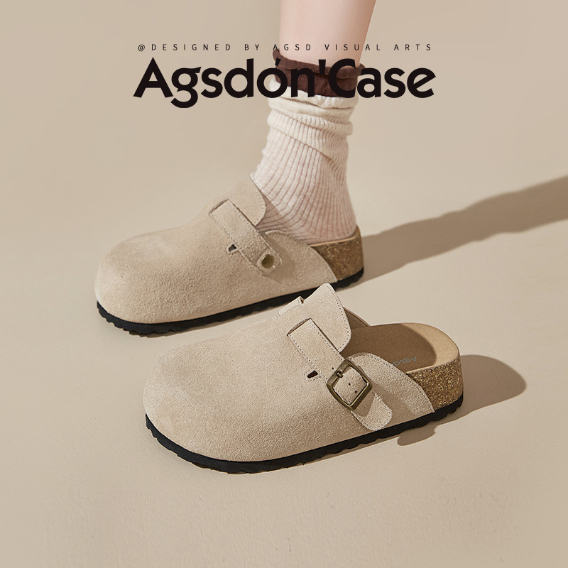 Pantuflas estilo Birkenstock con suela blanda Augu Shiden para mujer, nuevas pantuflas de otoño e invierno 2025, sin cordones, para exteriores, con suela gruesa y punta cerrada.