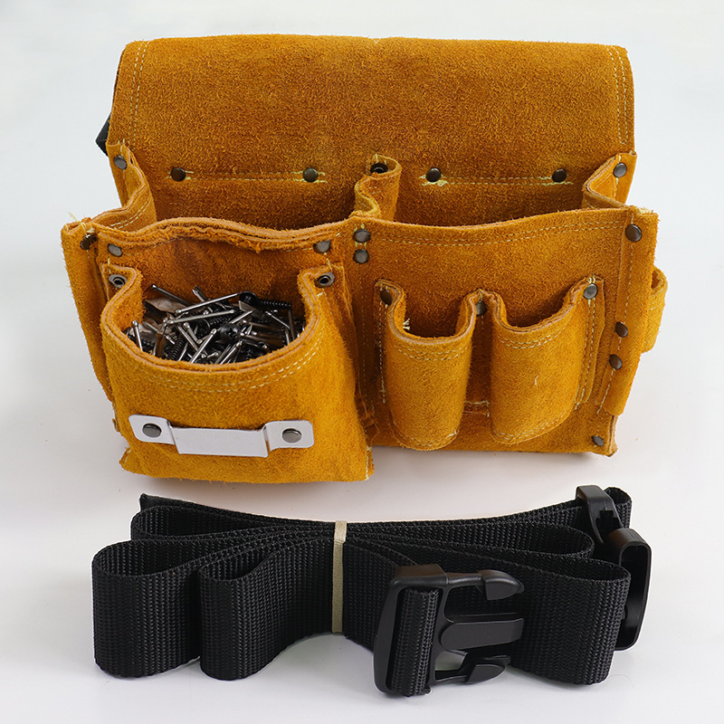 Transfronterizo Amazon delantal de cuero de ultrafibra bolsillo de clavos arquitectura carpintería multifuncional bolsa de cintura de herramientas de abrasión delantal