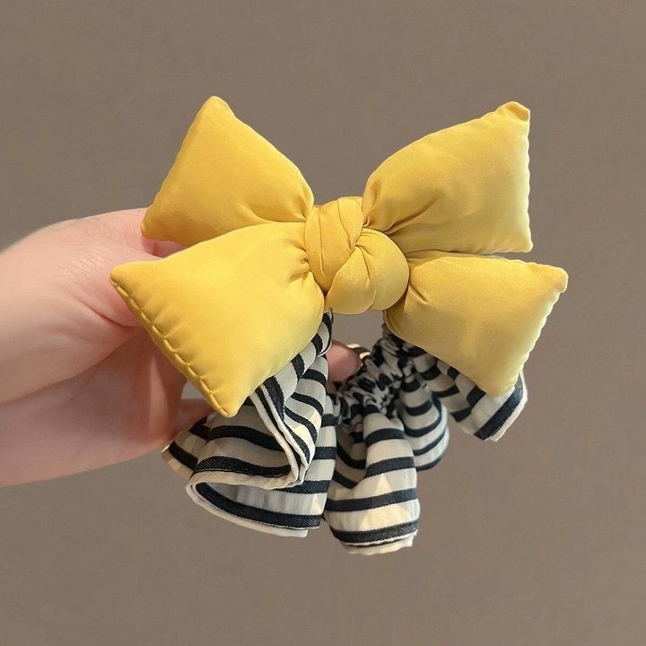 13# yellow double bow black and white stripes about 14cm