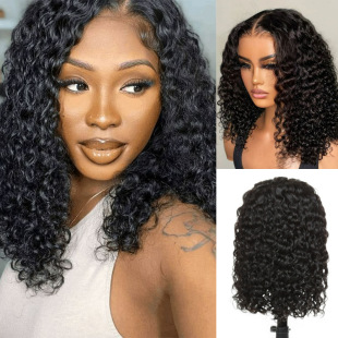 ���˼ٰl�����^short 2x6 water wave lace front human hair wig