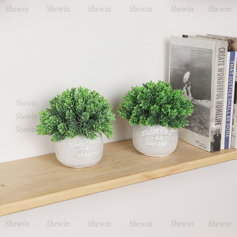 Planta Artificial de Pino y Ciprés en Maceta de Plástico Decorativa para Mesa