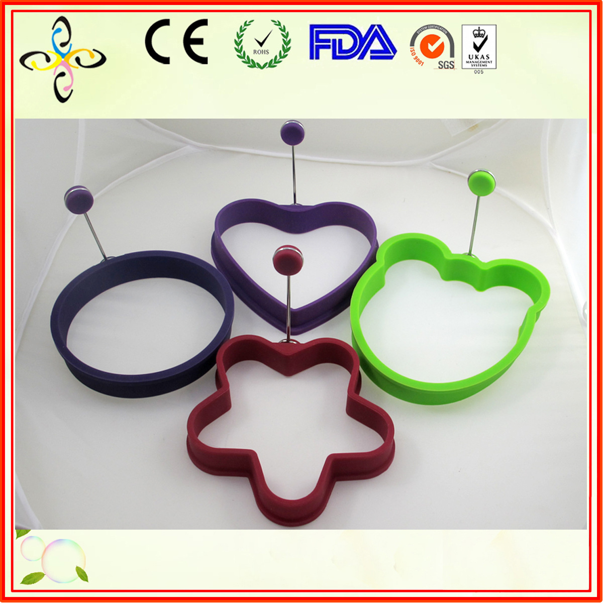 厂家供应心形硅胶煎蛋器创意硅胶煎蛋圈食品级硅胶荷包蛋模