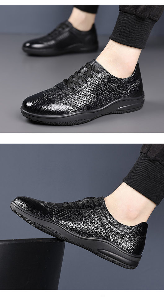 Giày da lỗ nam da bò lớp đầu, đế mềm chống trượt, thoáng khí, kiểu sneaker thể thao — Giày bệt GX màu trắng kem 88332, Giày bệt GX màu đen 88332 chi tiết 15