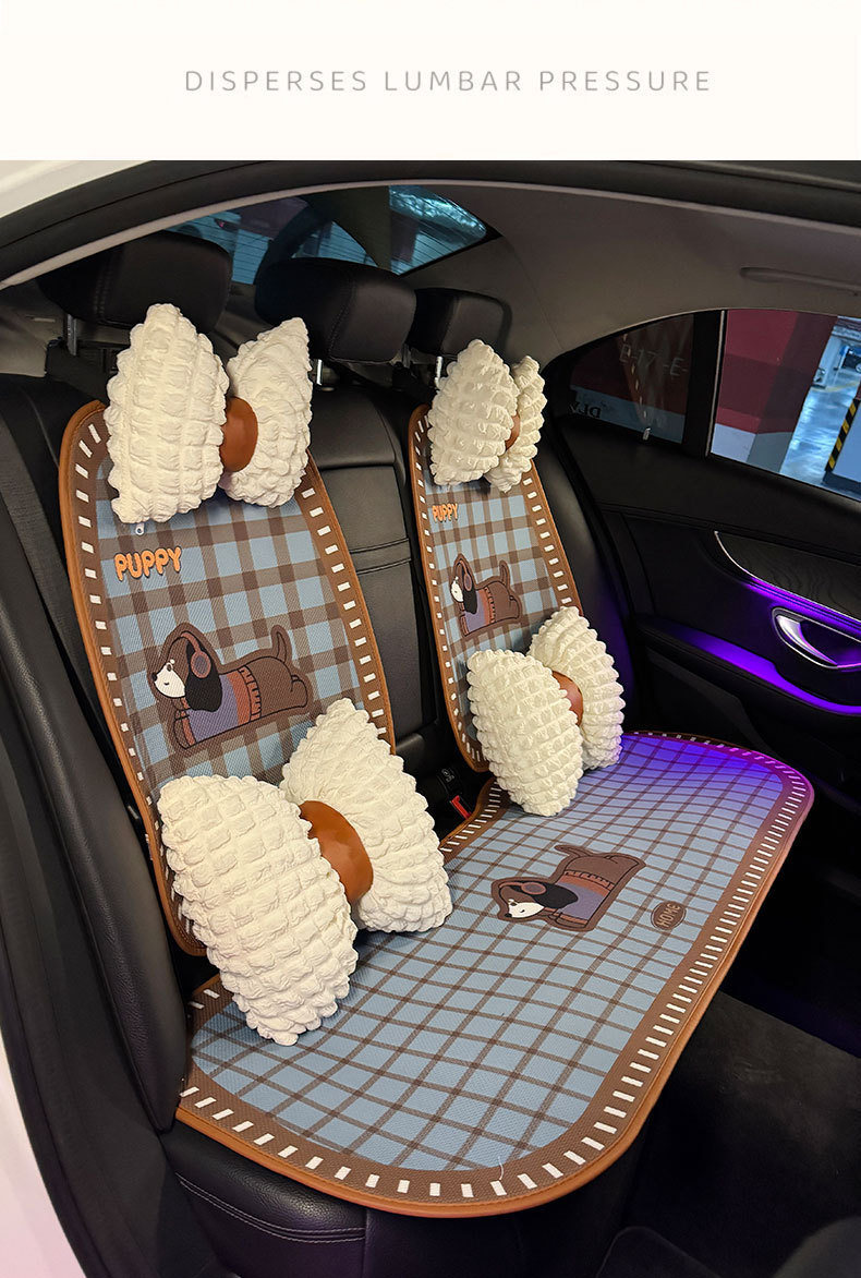Car Cushion Four Seasons Universal Women's Seat Cushion Summer Breathable Cute Seat Cover High-end Half-bag New Seat Cover
