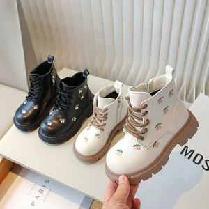 Martens, детские утепленные демисезонные короткие сапоги для девочек, 2025 года, стиль «принцесса»