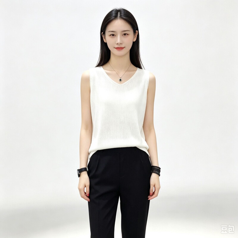 Plus-size slimming belly-covering sleeveless knitted camisole, ice silk wholesale, solid color loose summer knitted V-neck tank top Plus-size slimming belly-covering sleeveless knitted camisole, ice silk wholesale, solid color loose summer knitted V-neck tank top