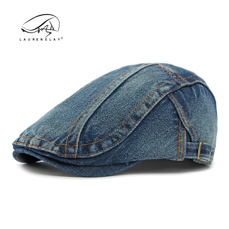Béret rétro unisexe pour hommes et femmes, casquette en denim délavé, tendance_voghion.com