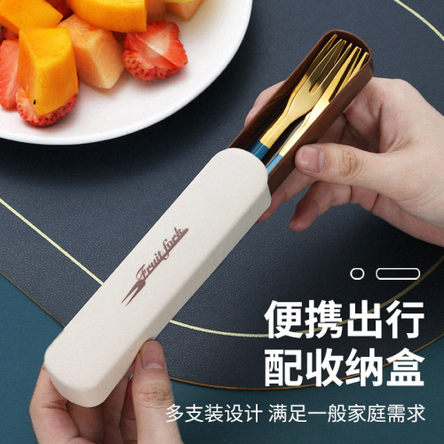 Creative 304 stainless steel fruit fork, snack fork, cake dessert fork, western food two-tooth fruit pick wholesale