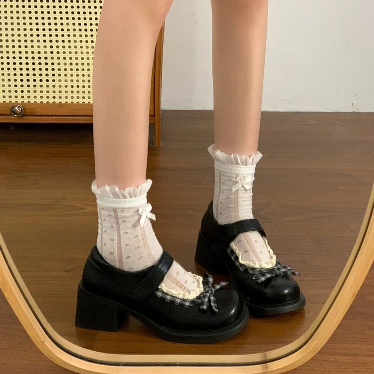 Popular thick-soled, chunky-heeled, sweet-style bow-tie shallow-toe pumps for women, 2026 autumn new collection, perfect with dresses, Mary Jane style Popular thick-soled, chunky-heeled, sweet-style bow-tie shallow-toe pumps for women, 2026 autumn new collection, perfect with dresses, Mary Jane style