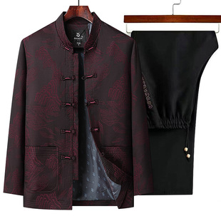 middle-aged and old people's spring and autumn tang suit coat chinese national style tang suit national costume (new) tang suit fugui mountain jacket