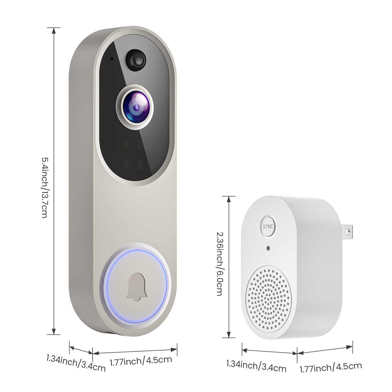 Video timbre Cámara WiFi intercomunicador inteligente monitoreo remoto humanoide reconocimiento HD visión nocturna