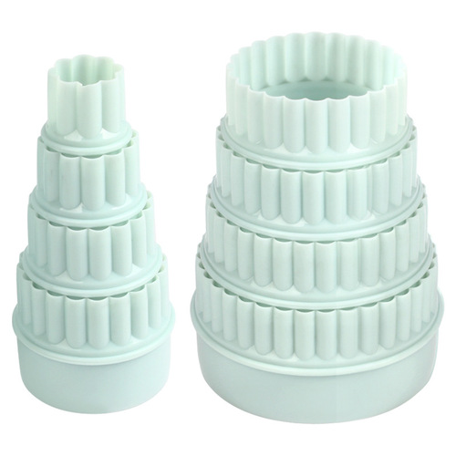 Baking mold set of 8 pieces, plastic round two-purpose cookie stamp, fondant cake mold, dumpling skin mold