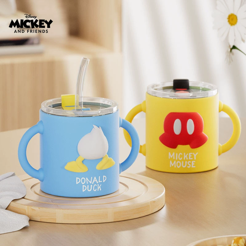 Диснеевское молоко чашка с ручкой детский мультфильм шкала высокой боросиликатной стеклянной чашкой