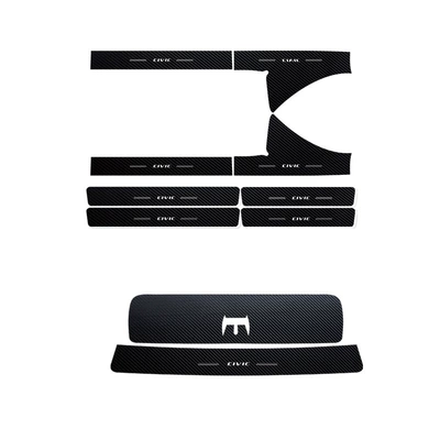 Cross-Border Applicable Carbon Fiber Pattern | Şüşə kənarı xromları/moldingləri - 16-21-tenth-generation-civic-internal-and-external-door-sill-strips-internal-and-external-rear-guards-10-piece-set