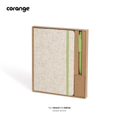 Corange 彩色棉麻绑绳本笔套装可定制logo带环保牛皮纸礼盒