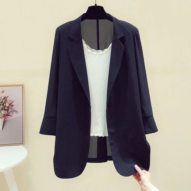 White shiffon elegant long summer classic suit jacket for leisure