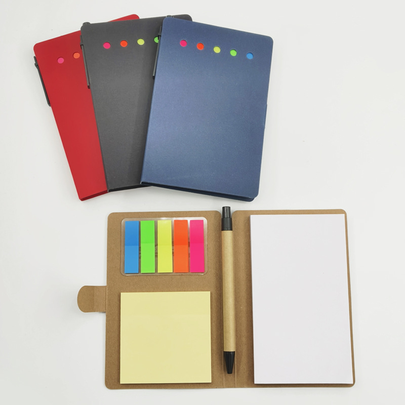 Cuaderno de notas kraft transfronterizo colorido conjunto de bolígrafo papelería desgarrable y pegada