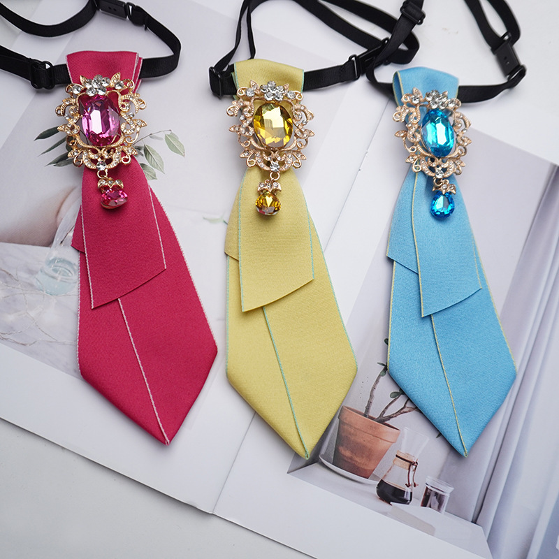 Bow Tie Brooch for Women, Shirt Collar Decoration, British and Korean Style Versatile Ribbon Tie Brooch
