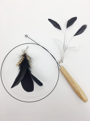 Starfish Cat Teaser Feather Bell Long Rod Soft Humanoid Fishing Cat Wand Durable Replaceable Head Cat Toy