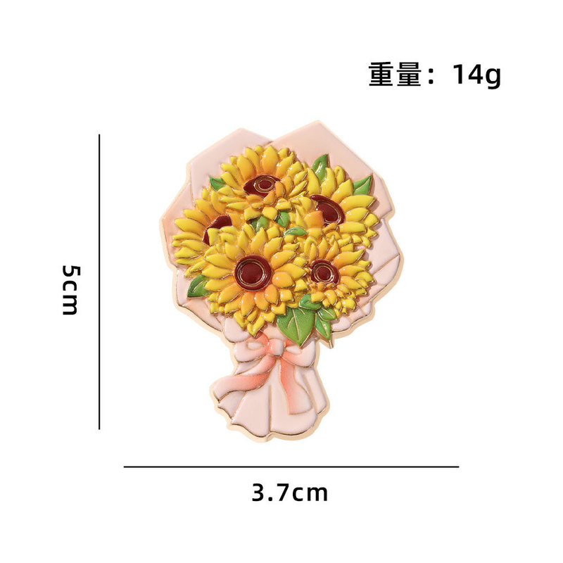 仿真花束金属冰箱贴国潮文创七夕送礼玫瑰花牡丹花磁吸贴国庆礼物|undefined