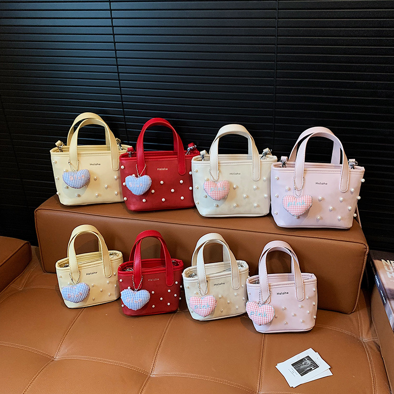 Sweet Pearl bolsas de hombro para niños y niñas, moda, colgantes de amor, bolsas portátiles para niñas, nuevas bolsas para niños transfronterizas