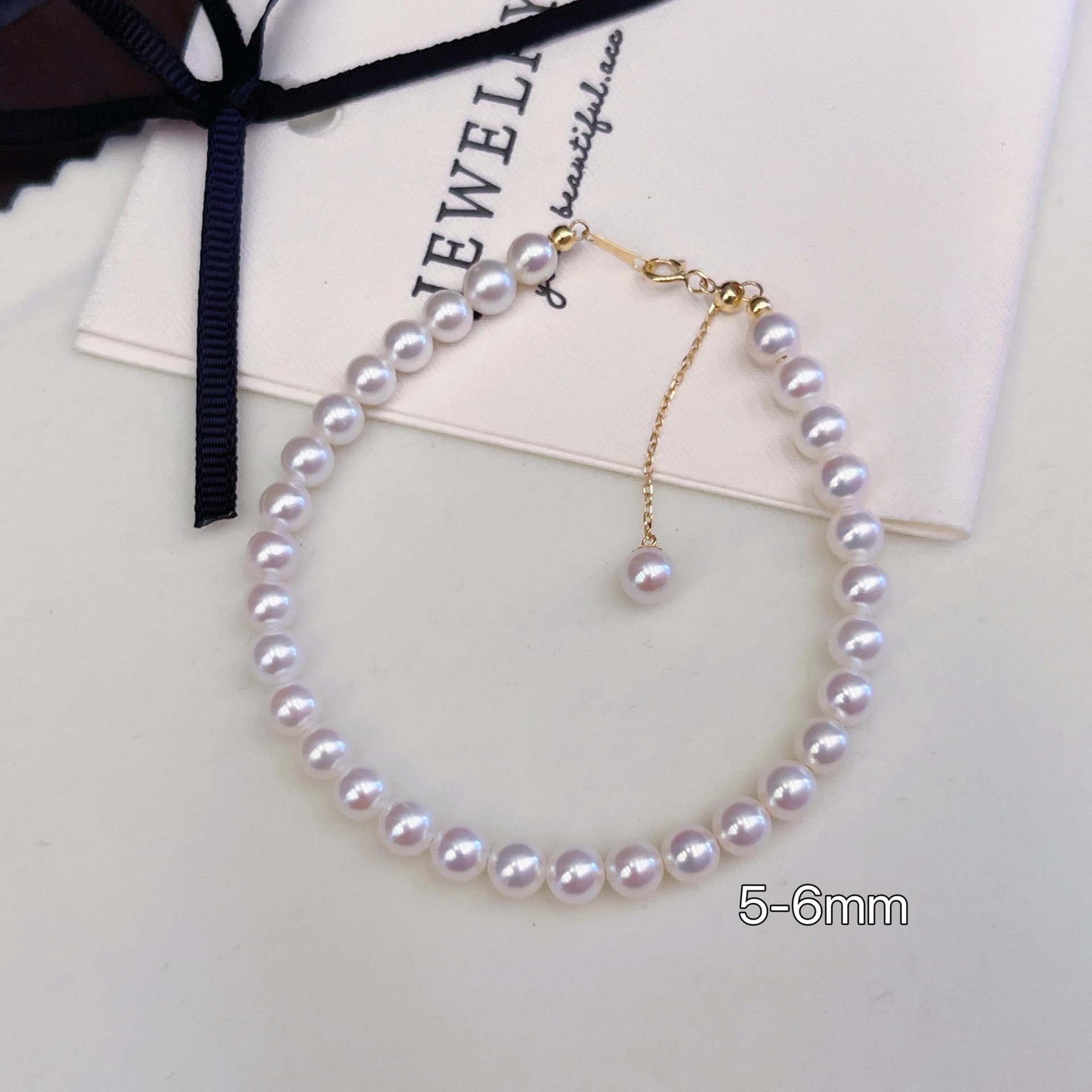 5-6mm(18K 골드) 담수 라운드 진주 팔찌