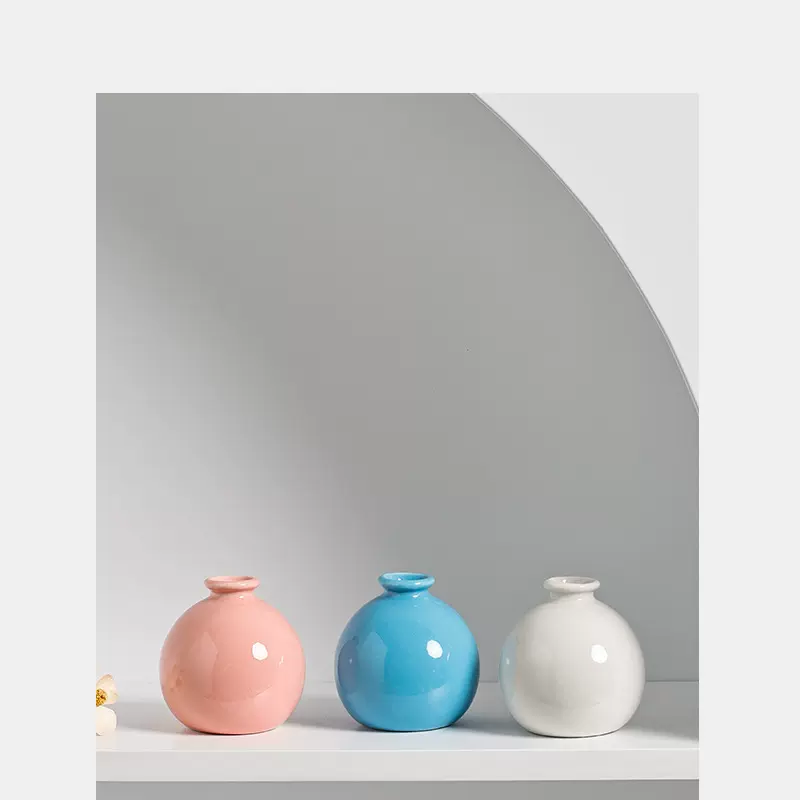 陶瓷小花瓶ins风简约现代高颜值高档上档次干花插花客厅装饰摆件