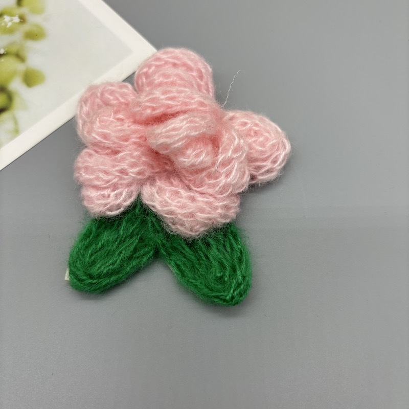 手摇毛线童装立体花冬装外套胸花袖子贴花鞋花立体绣外贸服装辅料