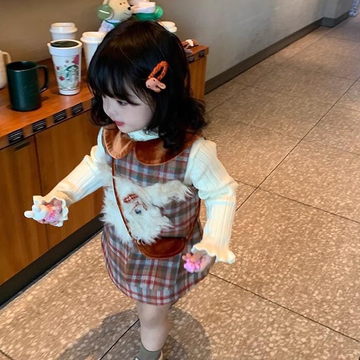 Zheng Zheng siete niñas más chaleco de terciopelo otoño invierno 2025 nueva falda de aniversario de niña niña falda de princesa bebé