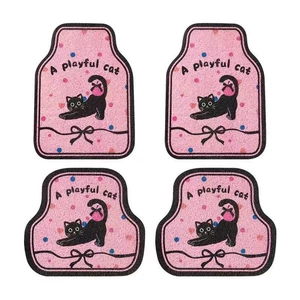 Cute cartoon silk loop car floor mats, universal for girls, anti-dirt, non-slip, wear-resistant, easy to maintain