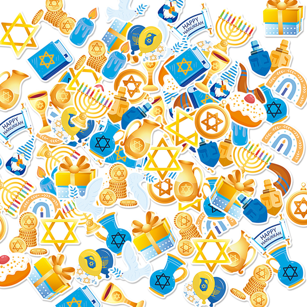 Nuevos productos transfronterizos Hanukkah decoración pegatinas adhesivas etiquetas de decoración de Año Nuevo judío pegatinas