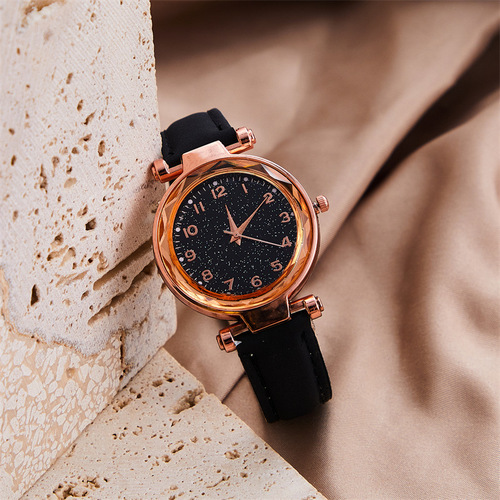 New Starry Sky Watch for Women Live Broadcast Ladies Fashion Casual Watch Ultra-Thin Rhinestone Frosted Belt Watch