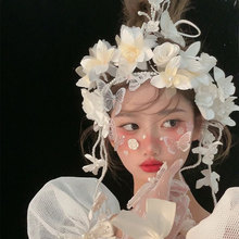 超仙新娘头饰珍珠发带森系花朵发箍结婚婚纱礼服发饰跟妆造型配饰