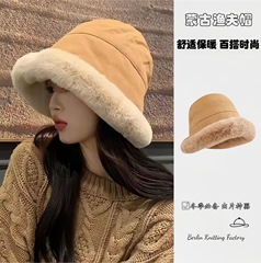 秋冬季渔夫帽子女加绒加厚护耳蒙古水桶帽包头防寒防风保暖毛绒帽