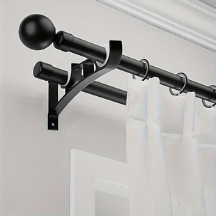 2025 New Cross-Border Dropshipping Heavy Metal Double Curtain Rod Bracket Double Rod Cross-Border