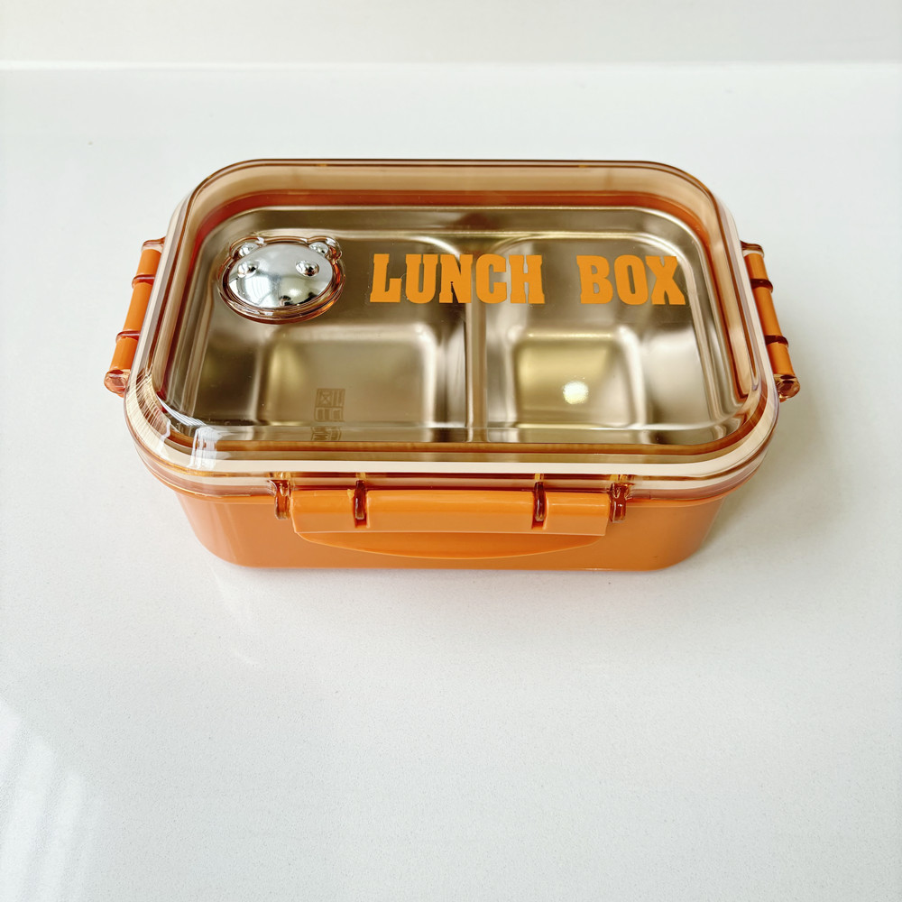 Leichte, luxuriöse Lunchbox aus Edelstahl 304 mit zwei Fächern, isolierte Lunchbox für Studenten und Büroangestellte in Lebensmittelqualität_voghion.com