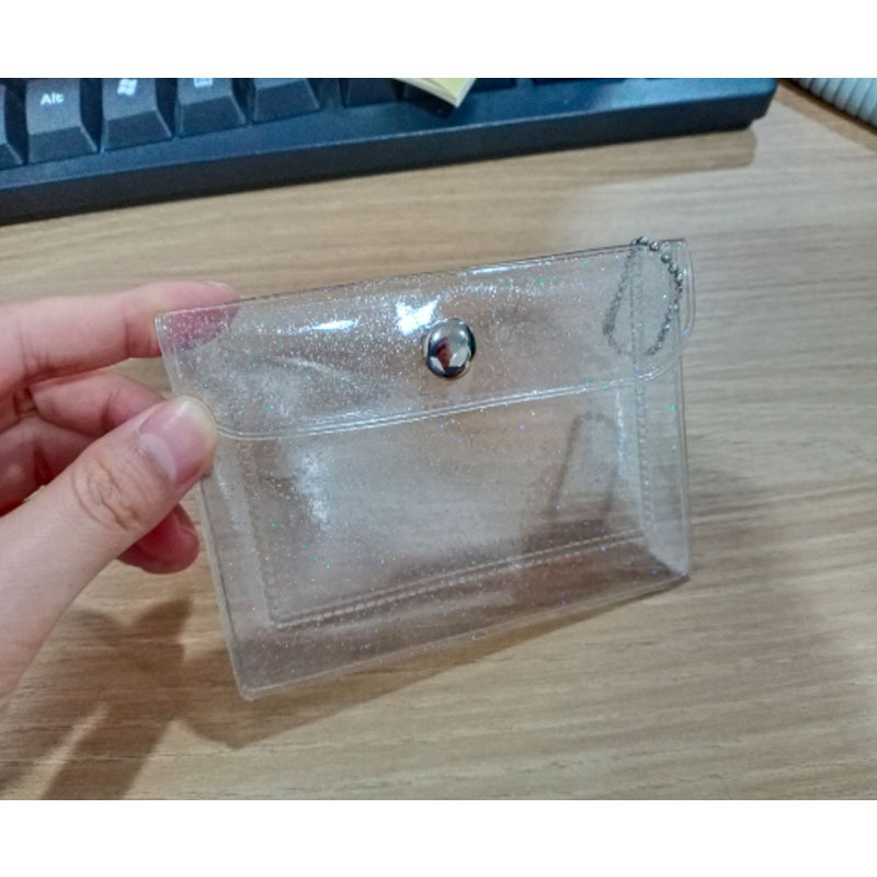 Manufacturer Can Customize Pvc Pearlescent Transparent Coin Card Holder Glitter Star Student Bus Card Holder with Back Card