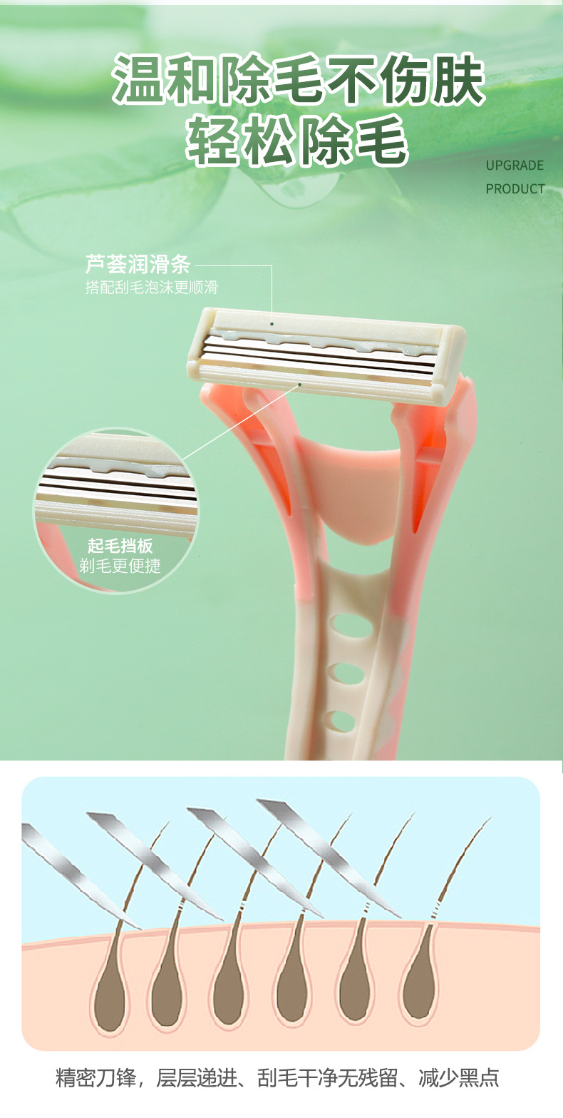 LMLTOP three-layer blade rake knife, single-piece anti-slip shaving knife, underarm hair removal and leg hair shaving knife A0940 Item Picture